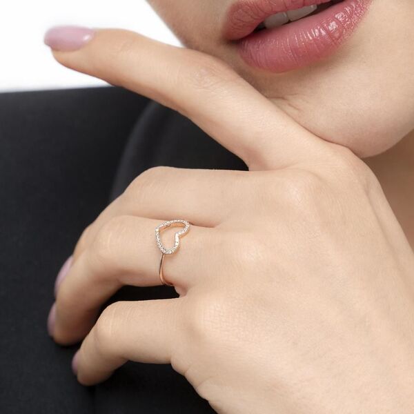 Ring Herz mit Diamanten, 18 Karat Gelbgold Bild 2
