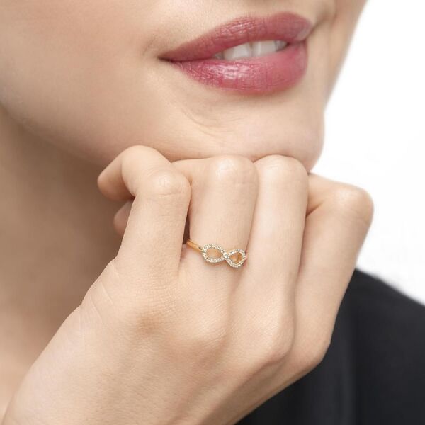 Infinityring mit Diamanten, 18 Karat Gelbgold Bild 2