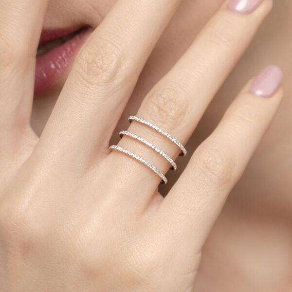 Ring Triple mit Diamanten, 18 Karat Rosegold Bild 2