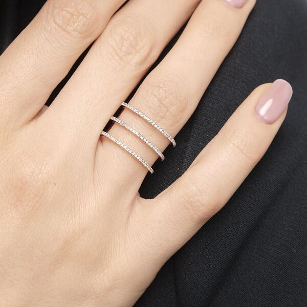 Ring Triple mit Diamanten, 18 Karat Gelbgold Bild 3