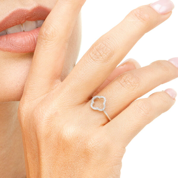 Ring Kleeblatt mit Diamanten, 18 Karat Weigold, Gre 50 Bild 3