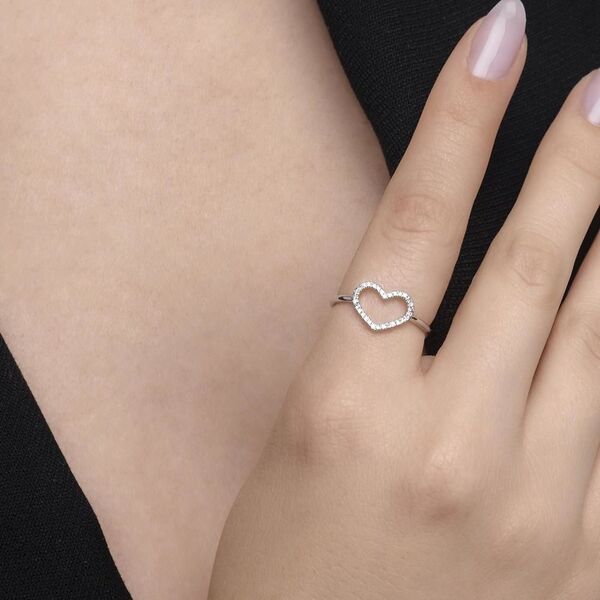 Ring Herz mit Diamanten, 18 Karat Weigold, Gre 50 Bild 4