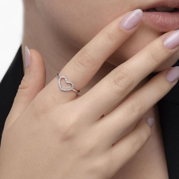 Ring Herz mit Diamanten, 18 Karat Weigold, Gre 50 Bild 2
