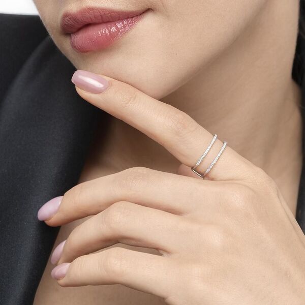 Ring Double mit Diamanten, 18 Karat Weigold, Gre 50 Bild 3