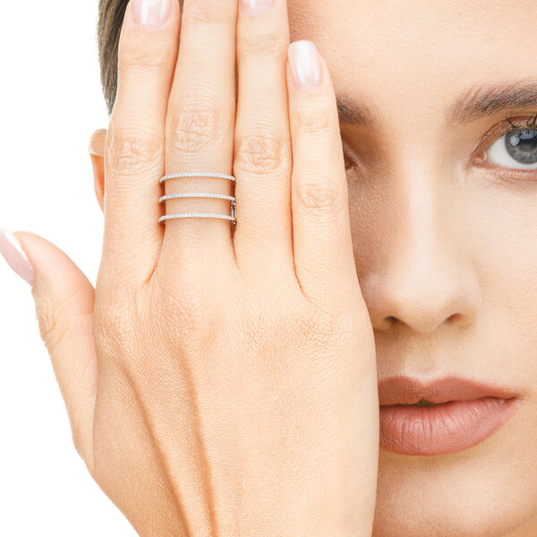 Ring Triple mit Diamanten, 18 Karat Weigold Bild 4