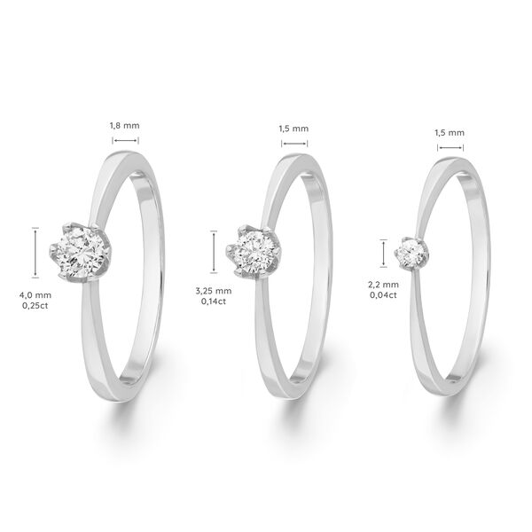 Verlobungsring Classic Solitair 0,04ct, 14K Weigold, Gr.50 Bild 5