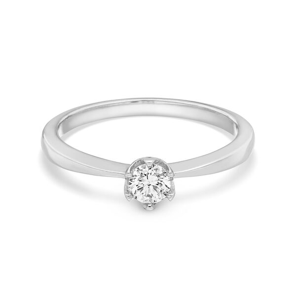 Verlobungsring Classic Solitair 0,25ct, 14K Weigold, Gr.52 Bild 3