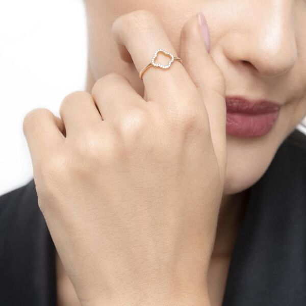 Ring Kleeblatt mit Diamanten, 18 K Rosegold Bild 3