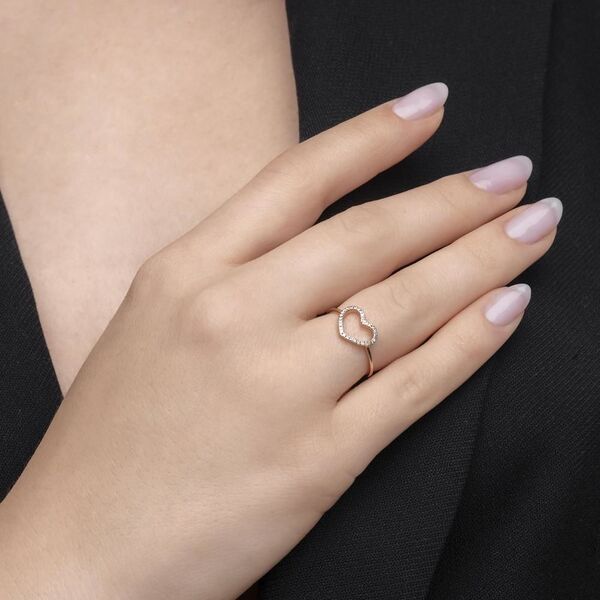 Ring Herz mit Diamanten, 18 Karat Rosegold Bild 2