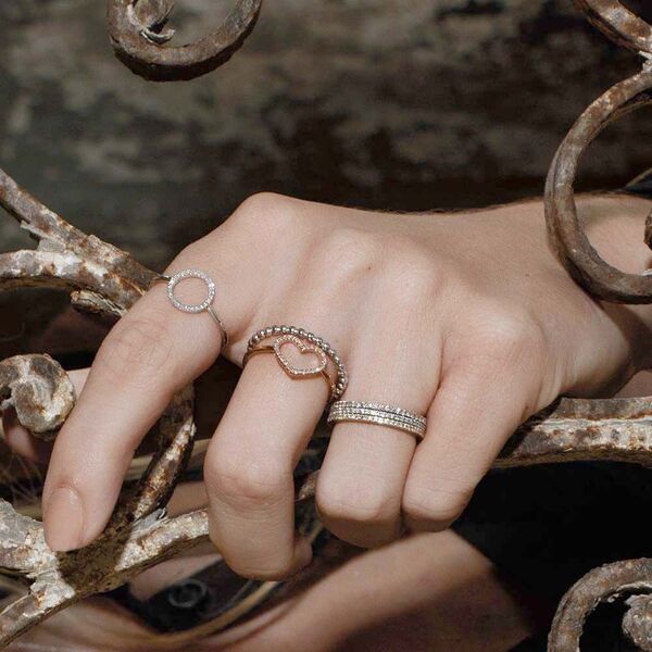 Ring Herz mit Diamanten, 18 Karat Gelbgold Bild 3