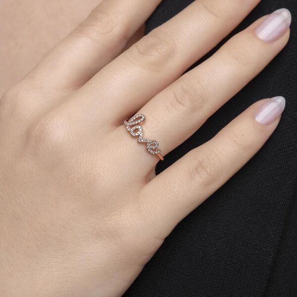 Ring Love mit Diamanten, 18 Karat Rosegold Bild 3