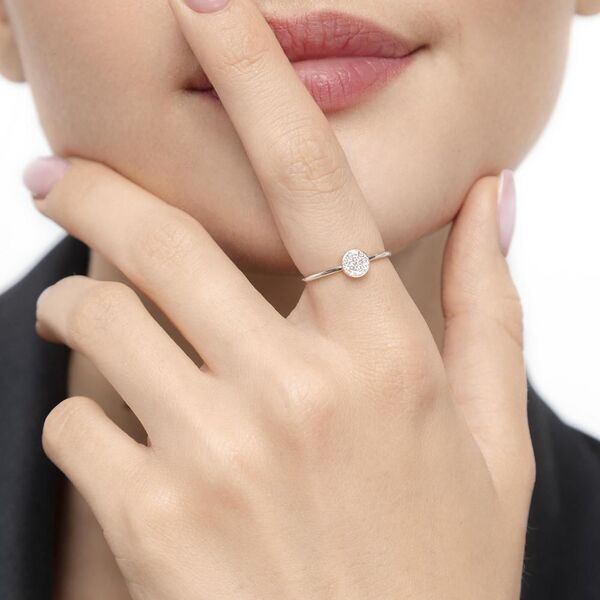 Ring Pav mit Diamanten, 18 Karat Weigold, Gre 50 Bild 2