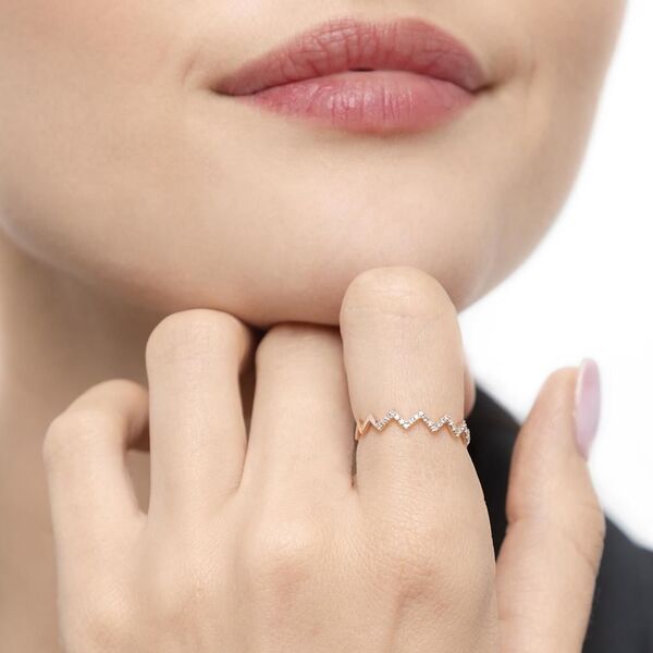Ring Flash mit Diamanten, 18 Karat Rosegold, Gre 50 Bild 2