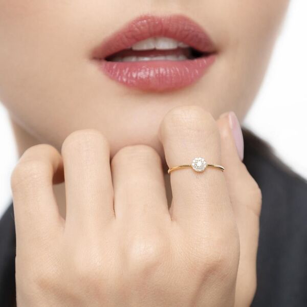 Verlobungsring Pave II in 18 Karat Gelbgold mit Diamanten Bild 2