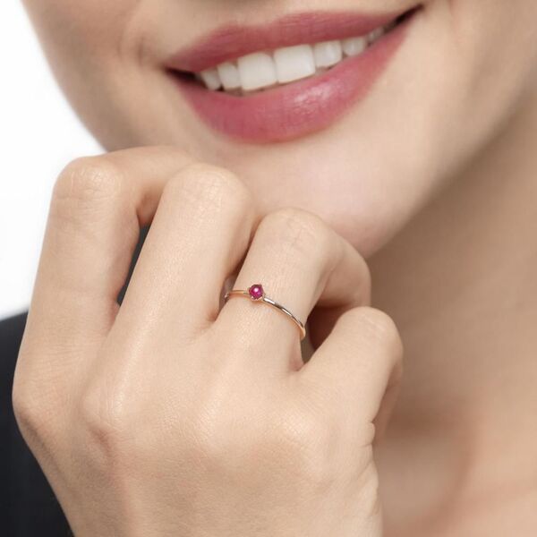 Ring Cabochon, 14 Karat Gelbgold, Rubin Bild 5
