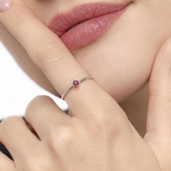 Ring Cabochon, 14 Karat Weigold, Rubin Bild 3
