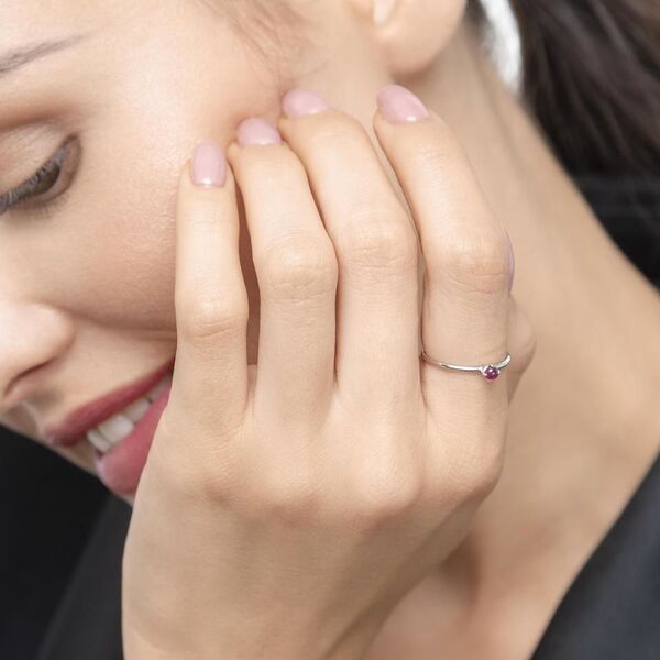 Ring Cabochon, 14 Karat Weigold, Rubin Bild 5