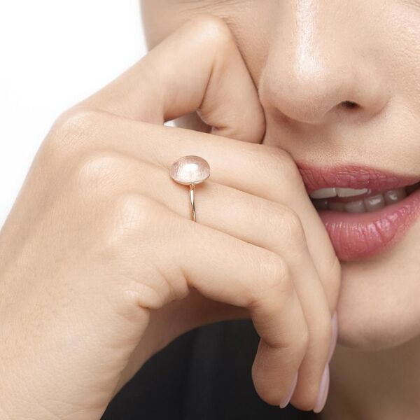 Ring Cabochon II, 14 Karat Rosegold, Rosenquarz Bild 4