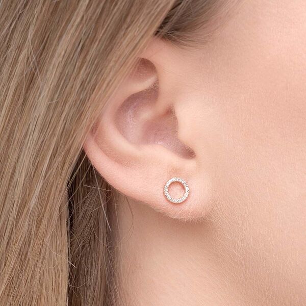 Ohrstecker Circle mit Diamanten, 18 Karat Rosegold Bild 4