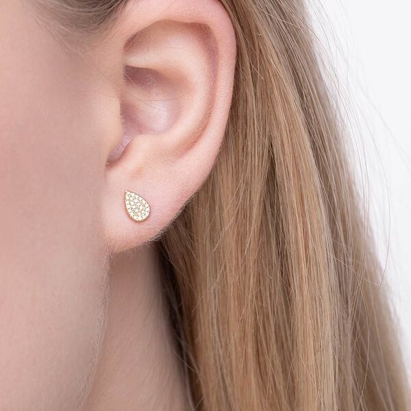 Ohrstecker Drops mit Diamanten, 18 Karat Gelbgold Bild 3