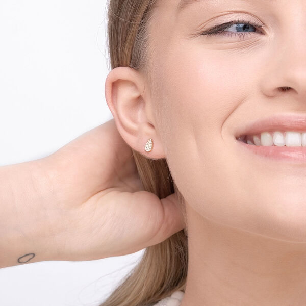 Ohrstecker Drops mit Diamanten, 18 Karat Gelbgold Bild 4