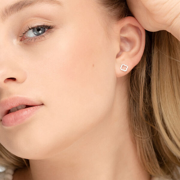 Ohrstecker Clover mit Diamanten, 18 Karat Weigold Bild 3