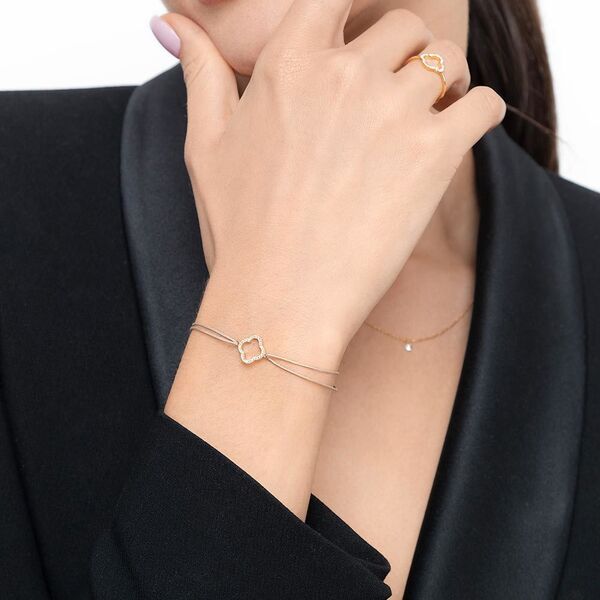 Freundschaftsarmband Kleeblatt mit Diamanten, 18 Karat Gelbgold Bild 3