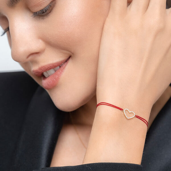 Freundschaftsarmband Herz mit Diamanten, 18 Karat Gelbgold Bild 3
