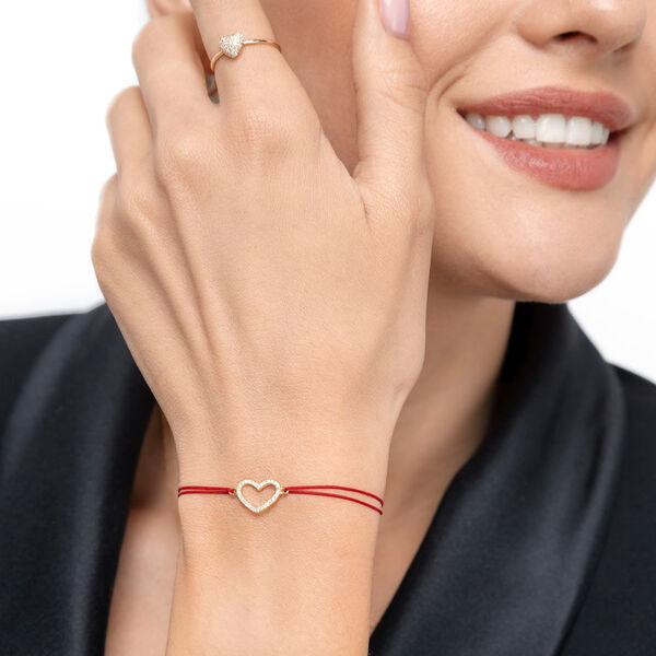 Freundschaftsarmband Herz mit Diamanten, 18 Karat Gelbgold Bild 2
