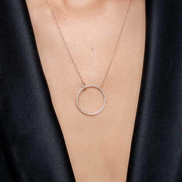 Halskette Circle Gro mit Diamanten, 18 Karat Rosegold Bild 2