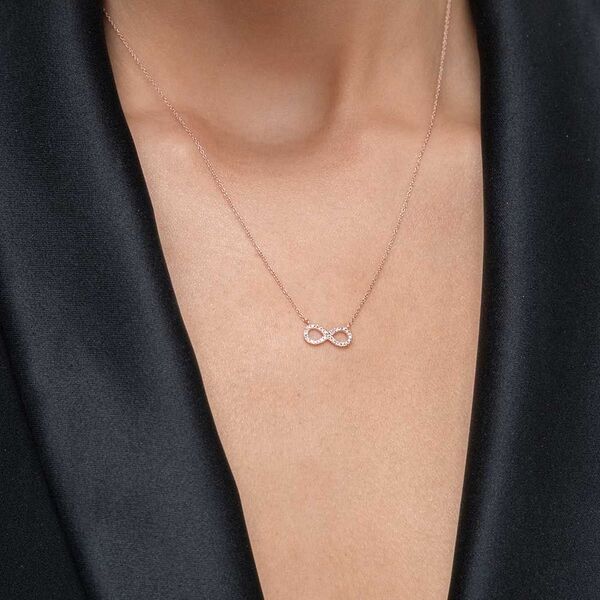 Halskette Infinity mit Diamanten, 18 Karat Rosegold Bild 3
