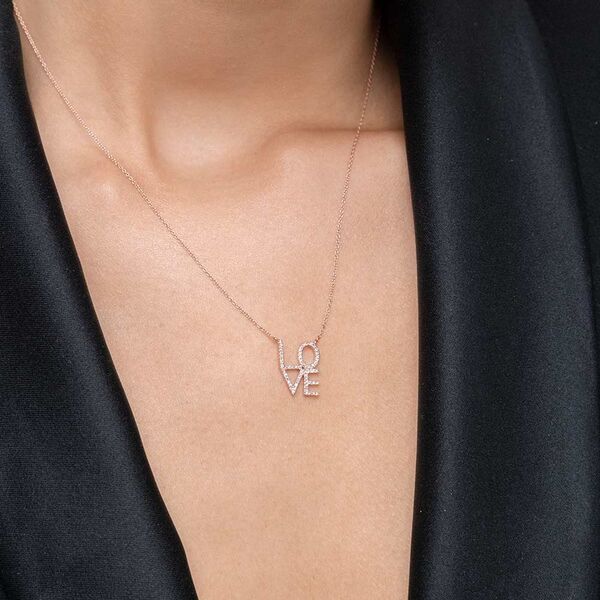 Halskette Love mit Diamanten, 18 Karat Rosegold Bild 2