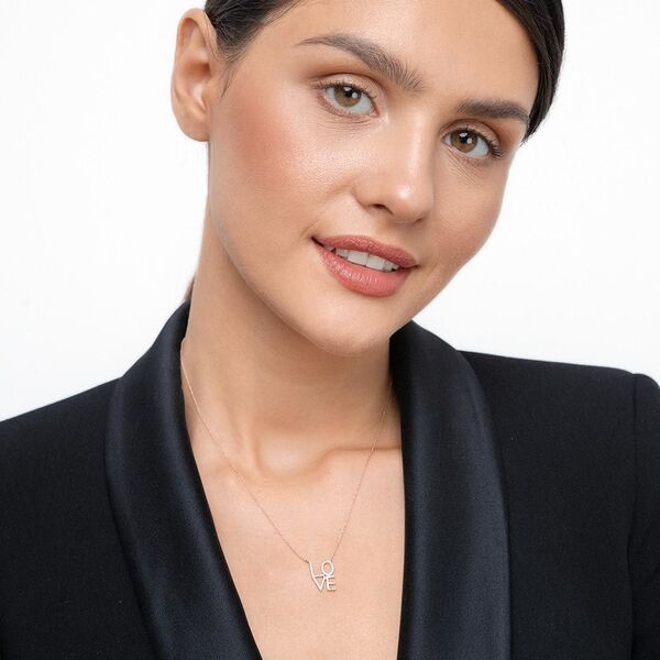 Halskette Love mit Diamanten, 18 Karat Rosegold Bild 3
