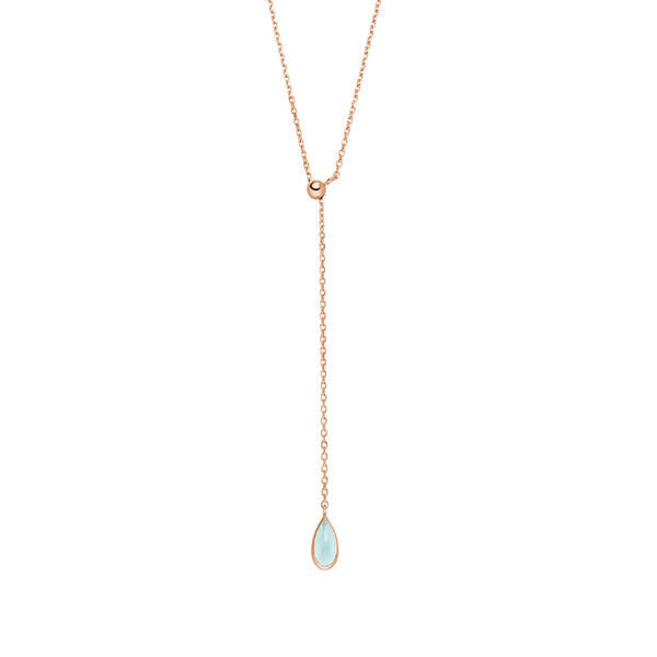 Y-Halskette Gem Drop, Aqua Chalzedon, 18 Karat Rosegold vergoldet Bild 2