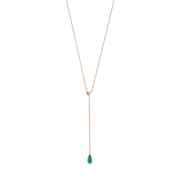 Y-Halskette Gem Drop, Grner Achat, 18 Karat Rosegold vergoldet Bild 2