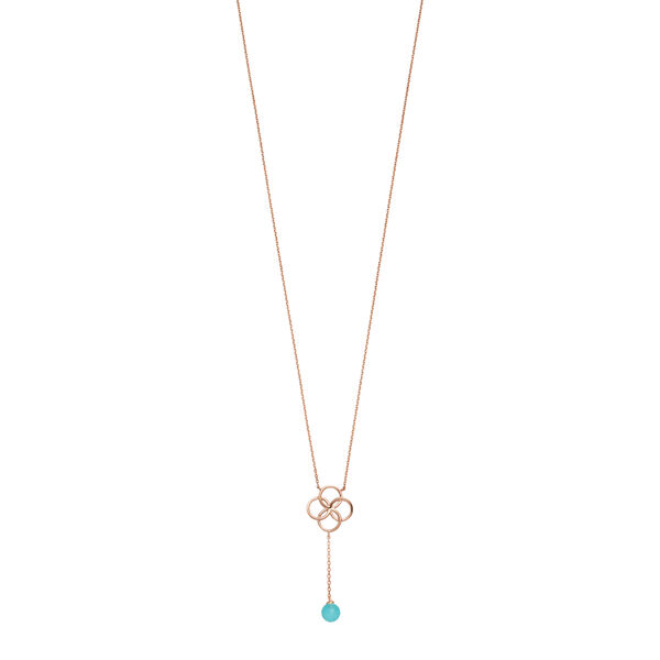 Halskette Clover Charm, Aqua Chalzedon, 18 K Rosegold vergoldet Bild 2