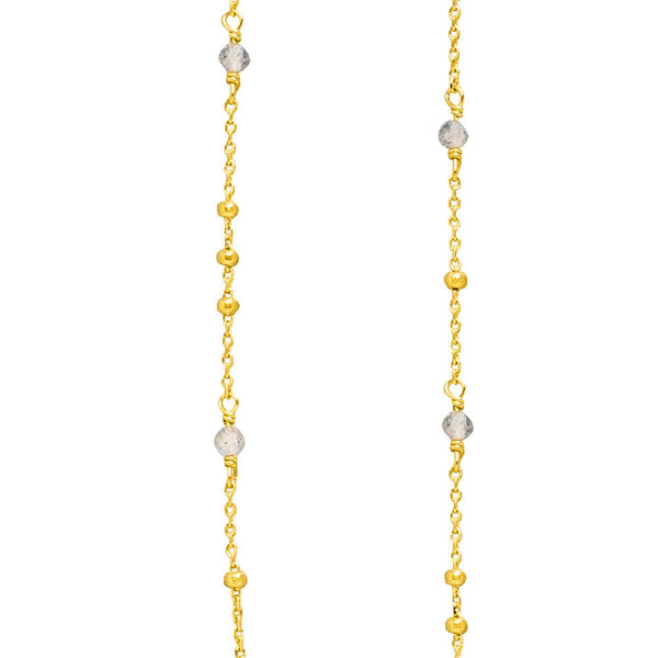 Halskette Flying Gems, Labradorit, 90cm, 18 Karat Gelbgold vergoldet Bild 2