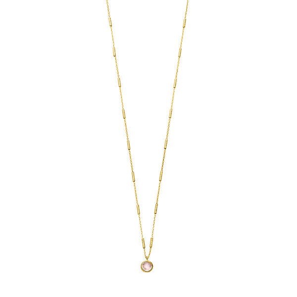 Halskette Solitr, Rosenquarz, 18 Karat Gelbgold vergoldet Bild 2