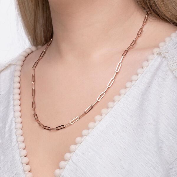 Y-Halskette Square, 52cm, 18 Karat Rosegold vergoldet Bild 4