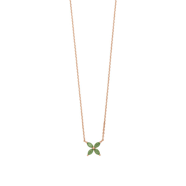 Halskette Leaf Flower, Aventurin, 18 Karat Rosegold vergoldet Bild 3