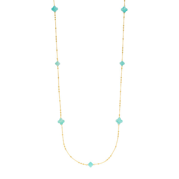 Lange Halskette Clover Gem, Amazonit, 18 Karat Gelbgold vergoldet Bild 2