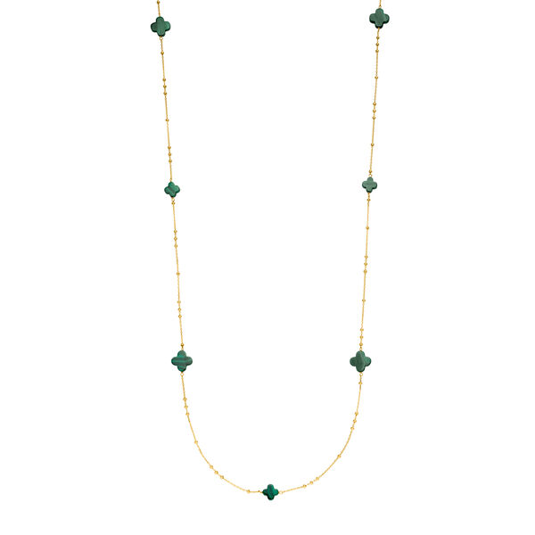 Lange Halskette Clover Gem, Malachit, 18 Karat Gelbgold vergoldet Bild 2