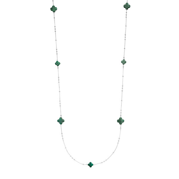 Lange Halskette Clover Gem, Malachit, 925 Sterlingsilber Bild 2