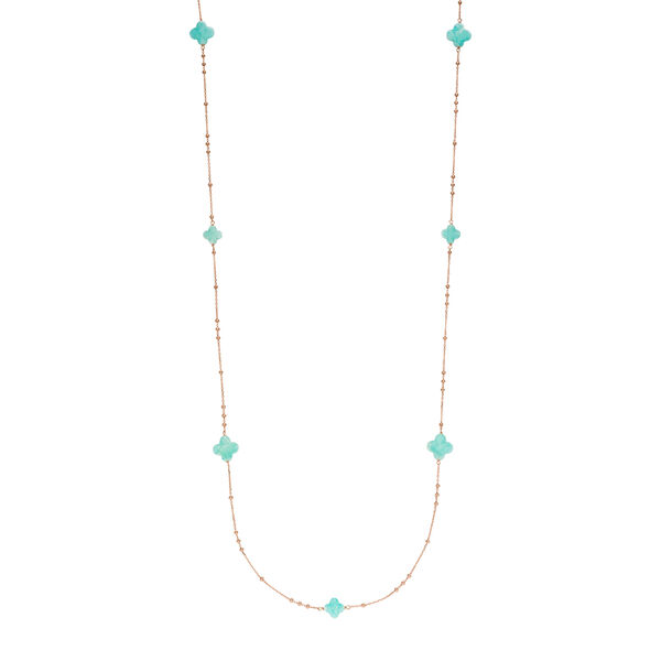 Lange Halskette Clover Gem, Amazonit, 18 Karat Rosegold vergoldet Bild 2