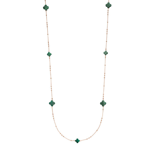 Lange Halskette Clover Gem, Malachit, 18 Karat Rosegold vergoldet Bild 2