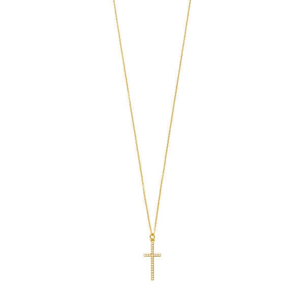 Halskette Kreuz mit Zirkonia, 18 Karat Gelbgold vergoldet Bild 4