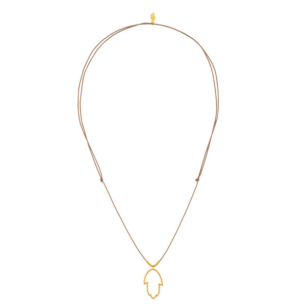 Glckshalskettchen Fatima's Hand, 18 K Gelbgold vergoldet, Beige Bild 2