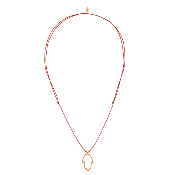 Glckshalskettchen Fatima's Hand, 18 K Rosegold, Rot Bild 2