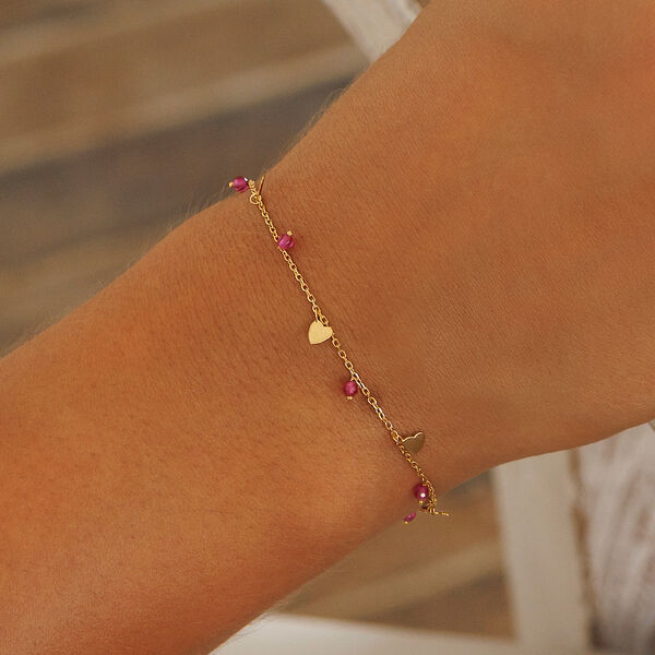 Armkette Hearts Rubin, 18 K Rosegold vergoldet Bild 2