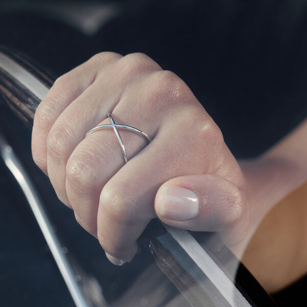 Ring X Cross, 925 Sterlingsilber, Gre 54 